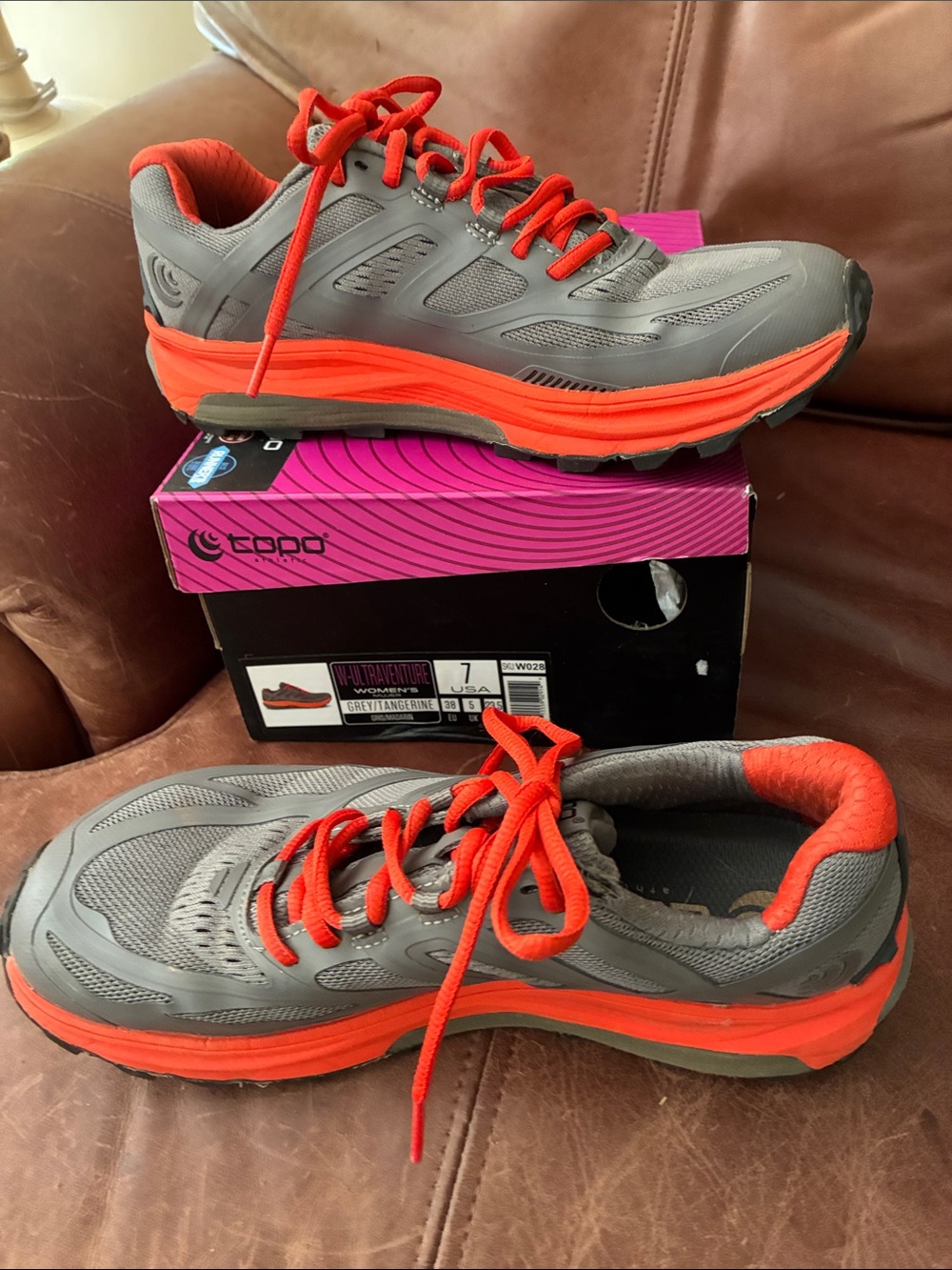 Topo Athletic Women’s Grey and Orange Running Shoes